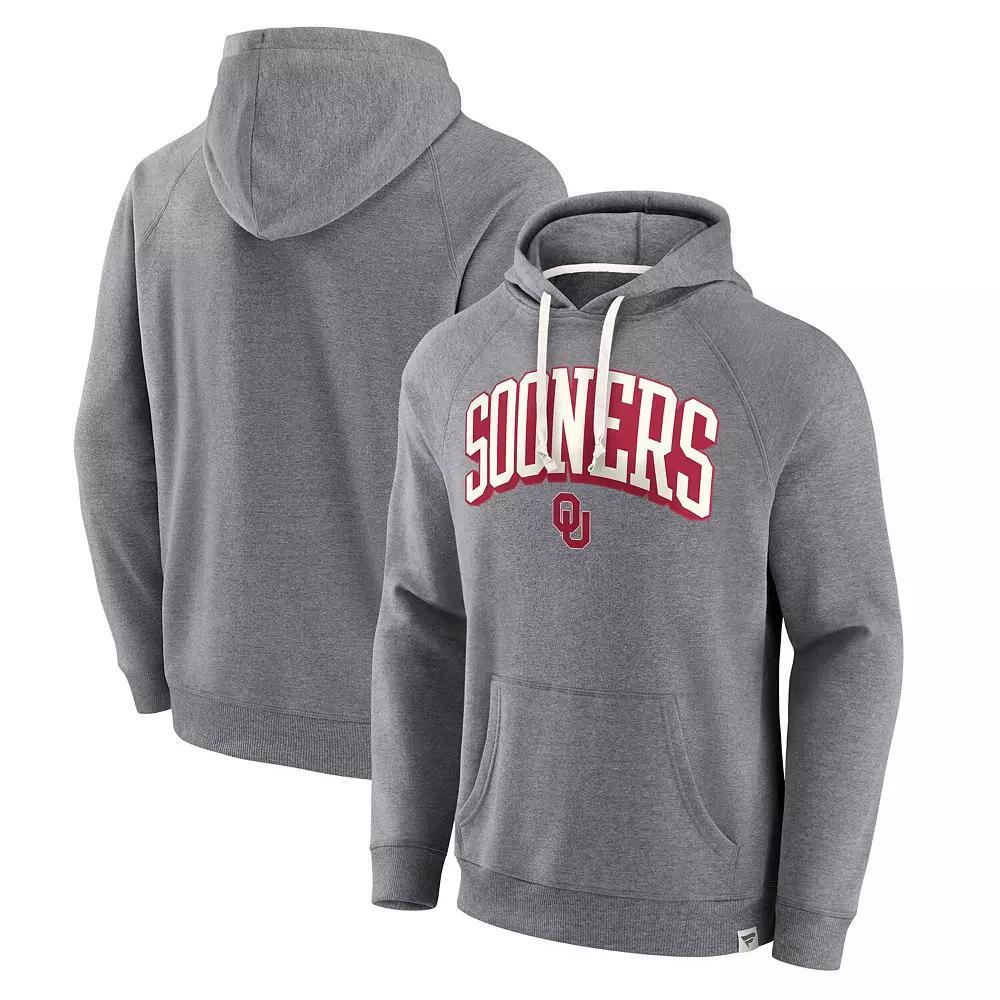 Mens Fanatics Heather Gray Oklahoma Sooners True Classics On Deck Raglan Fleece Pullover Hoodie Product Image
