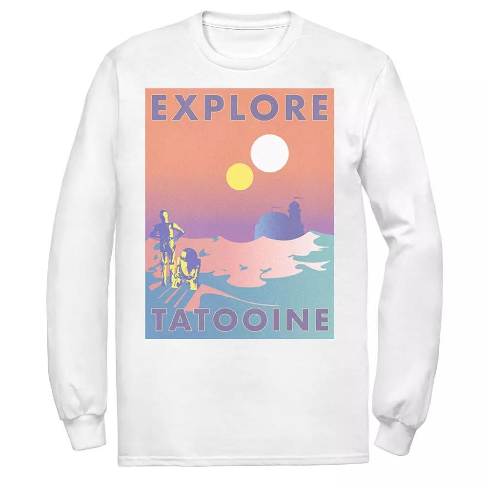 Men's Star Wars Explore Tatooine Faded Retro C-3PO & R2-D2 Poster Tee, Size: XXL, White Product Image
