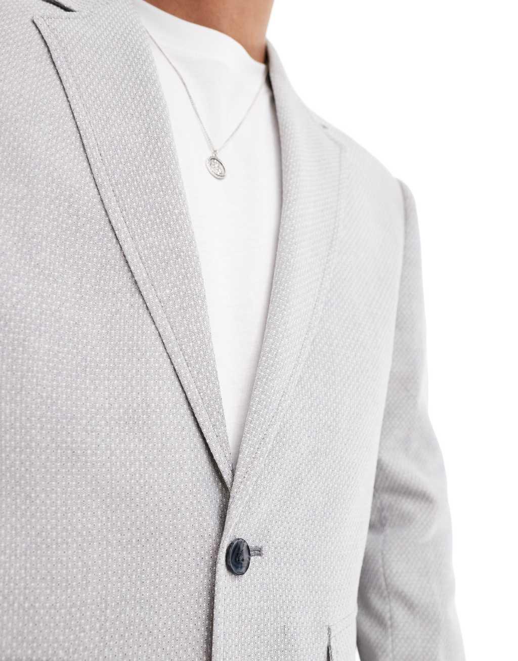 ASOS DESIGN relaxed microtexture suit jacket in gray Product Image