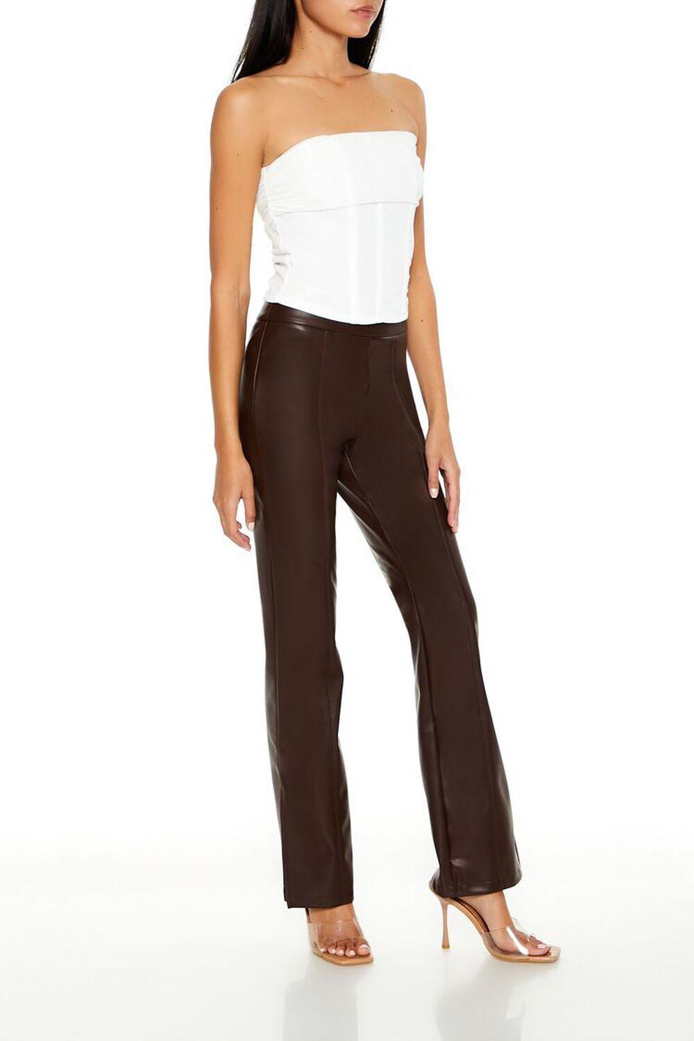 Faux Leather Split-Hem Flare Pants | Forever 21 Product Image