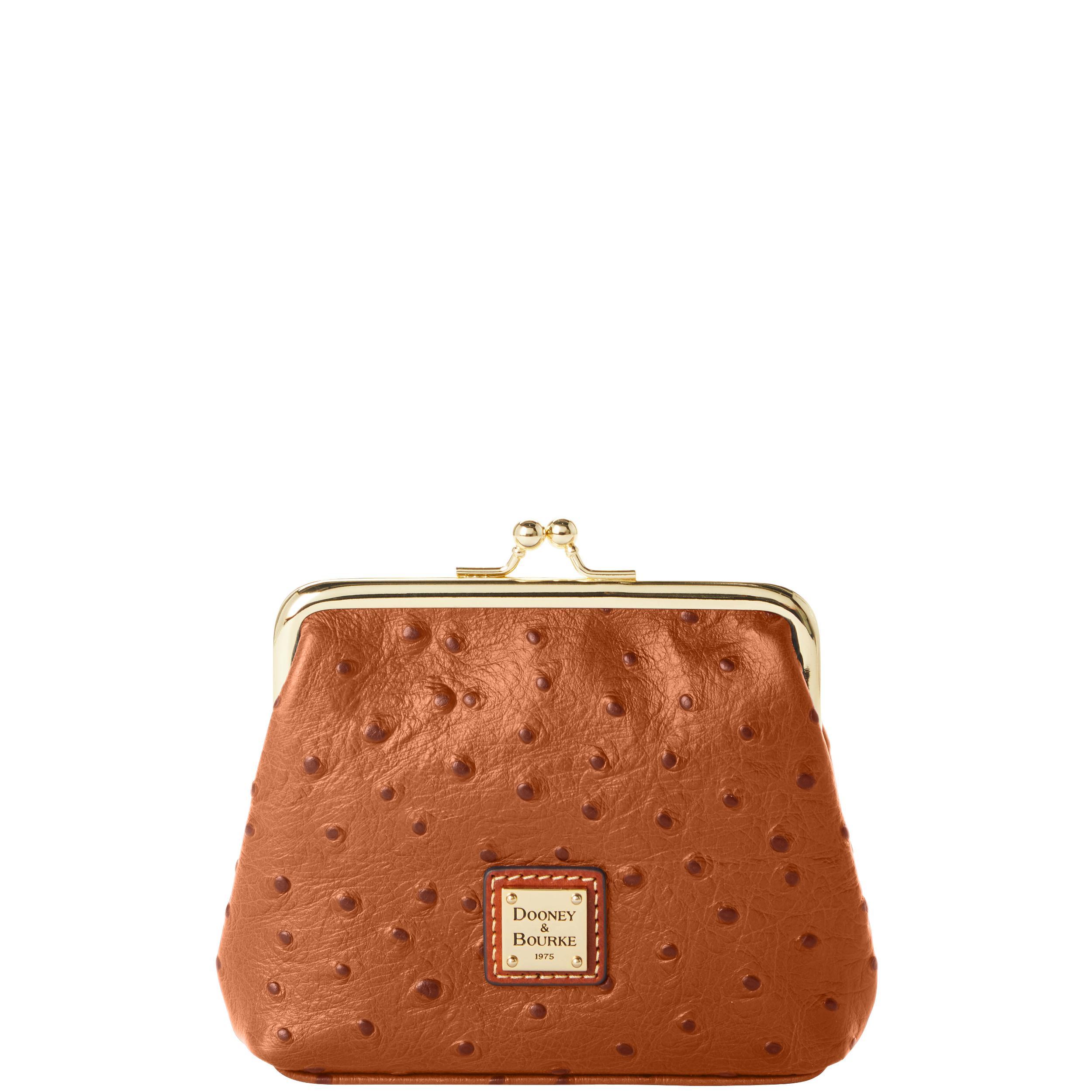 Dooney & Bourke Womens Ostrich Large Frame Purse in Black, Leather Product Image