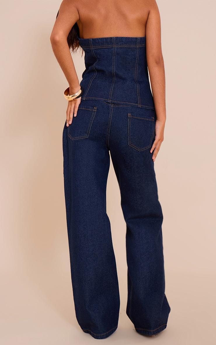 Petite Indigo Wide Leg Mid Rise Jeans Product Image