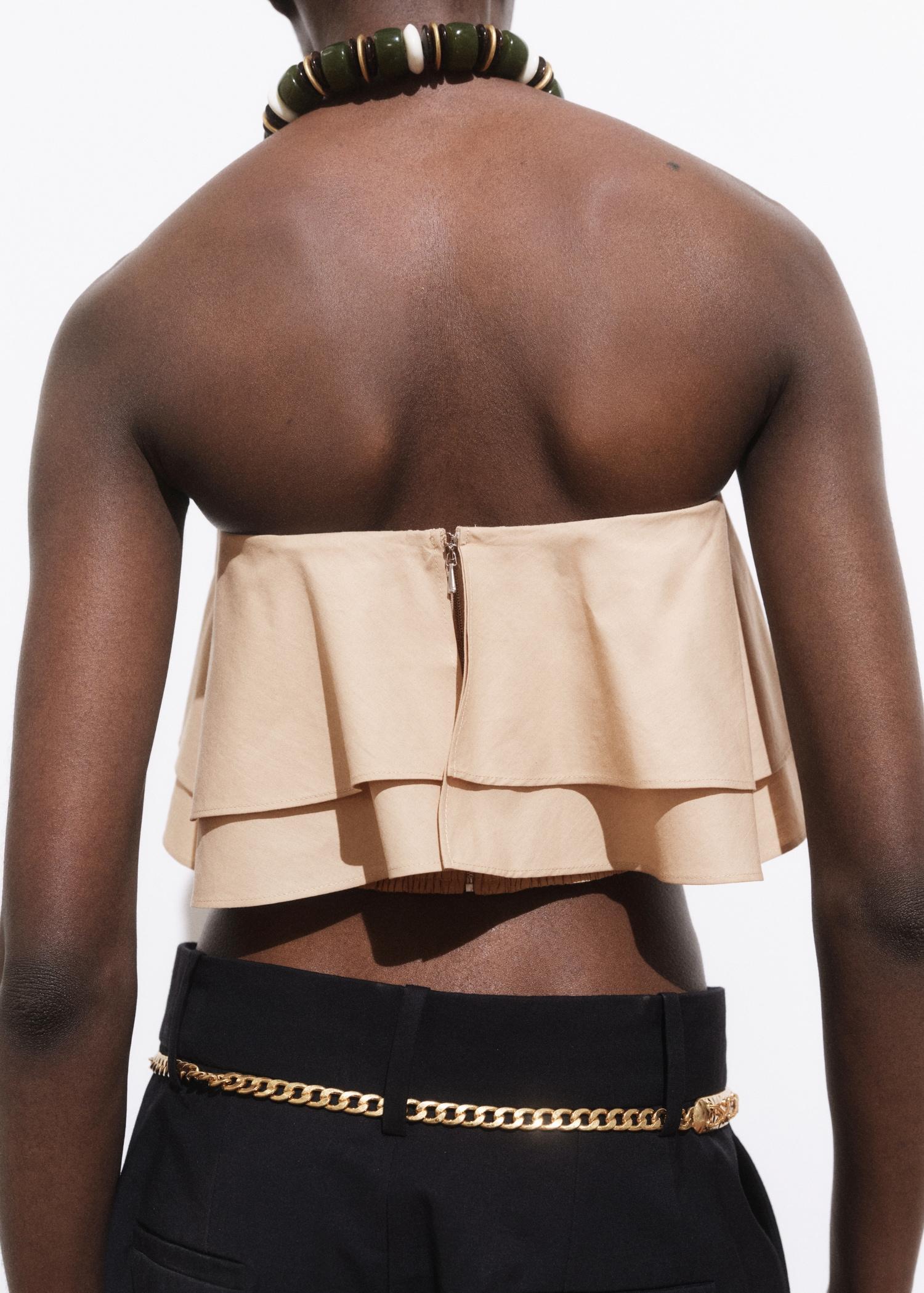 Strapless top with ruffles - Women | MANGO USA Product Image