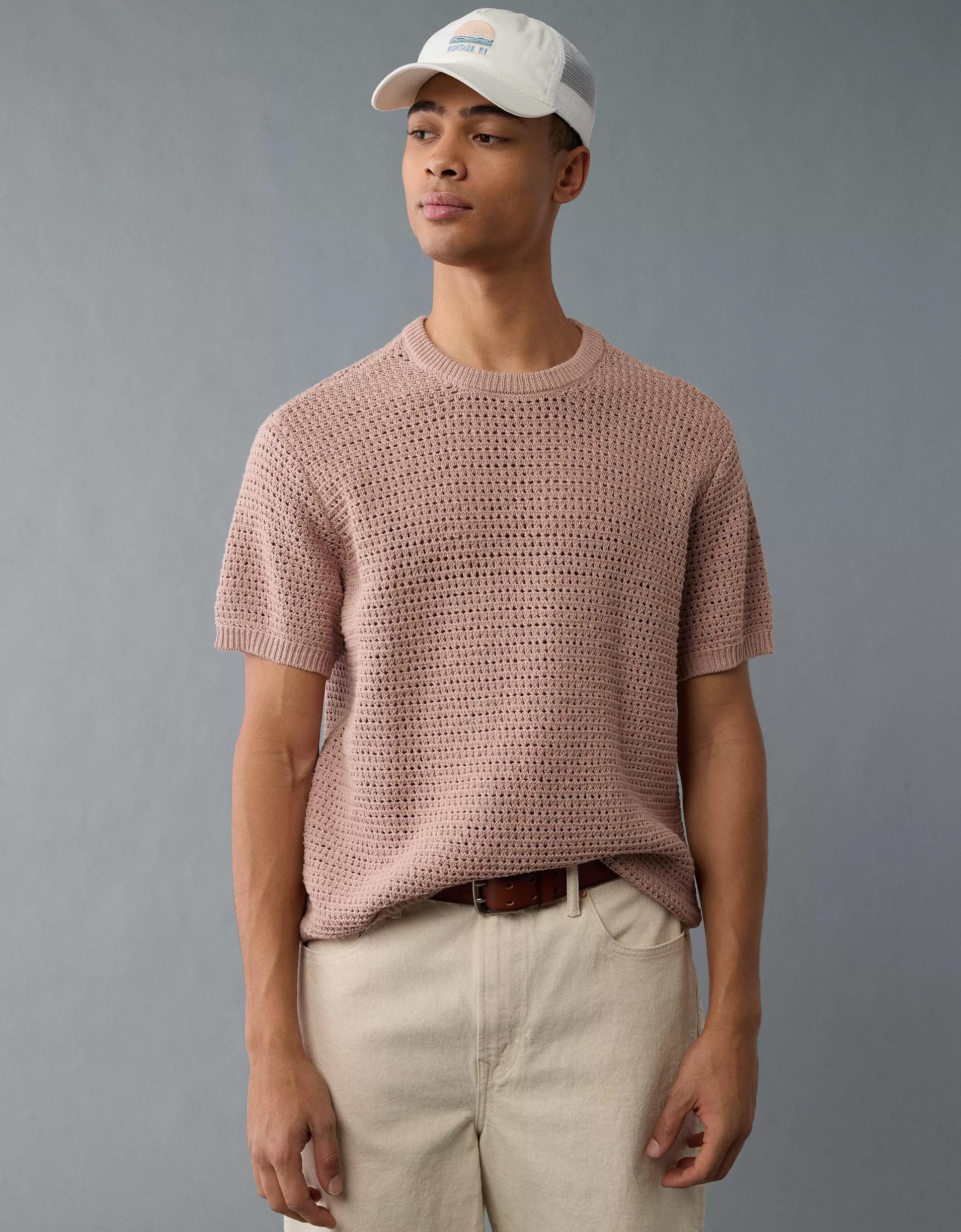 AE Open Knit Sweater T-Shirt Product Image
