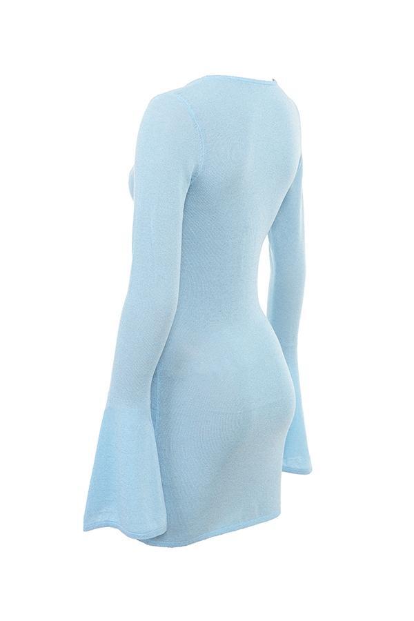 Noya Ocean Blue Knit Mini Dress Product Image