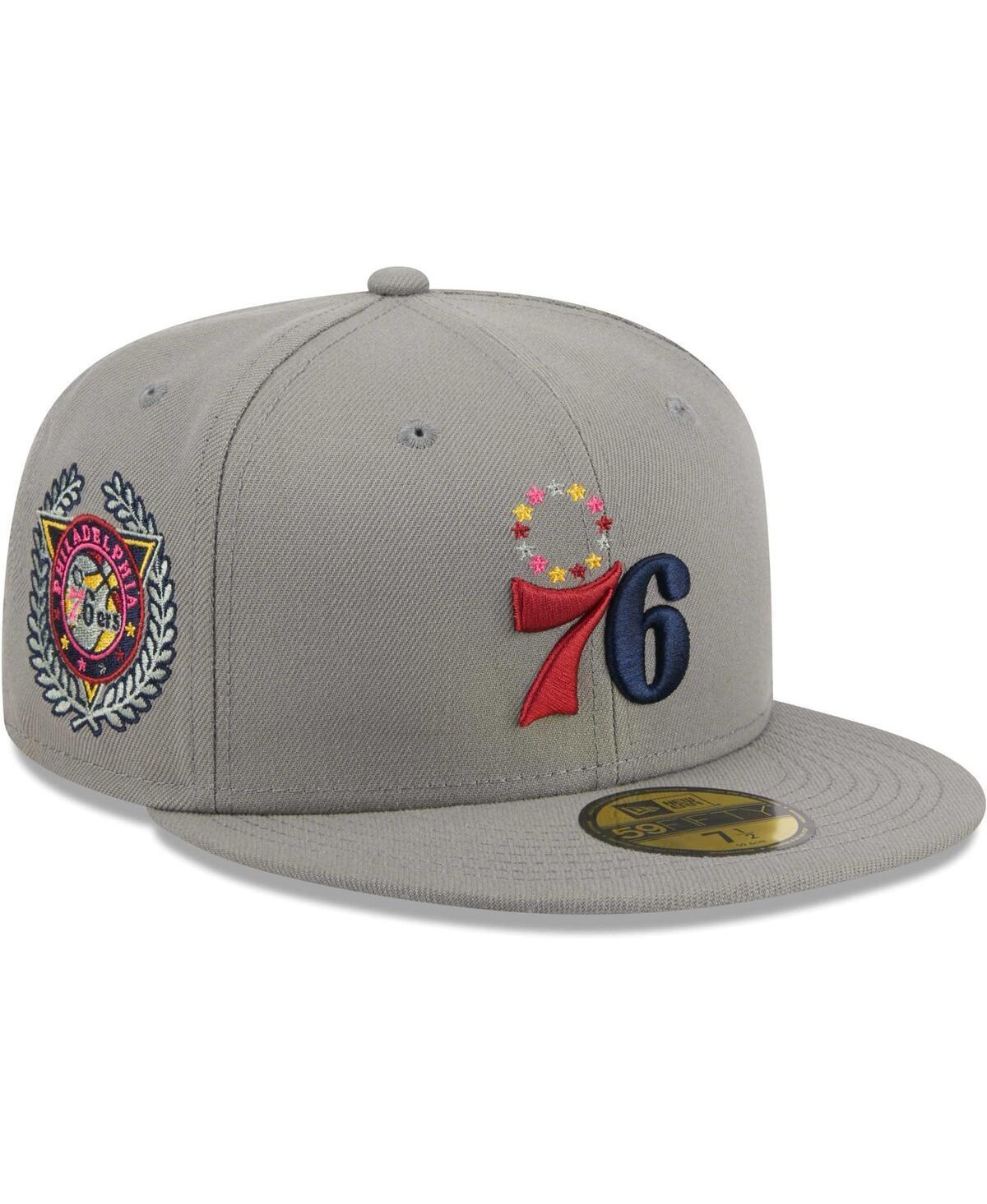 Men's New Era Gray Philadelphia 76ers Color Pack 59FIFTY Fitted Hat, Size: 7 1/4, 76r Grey Product Image