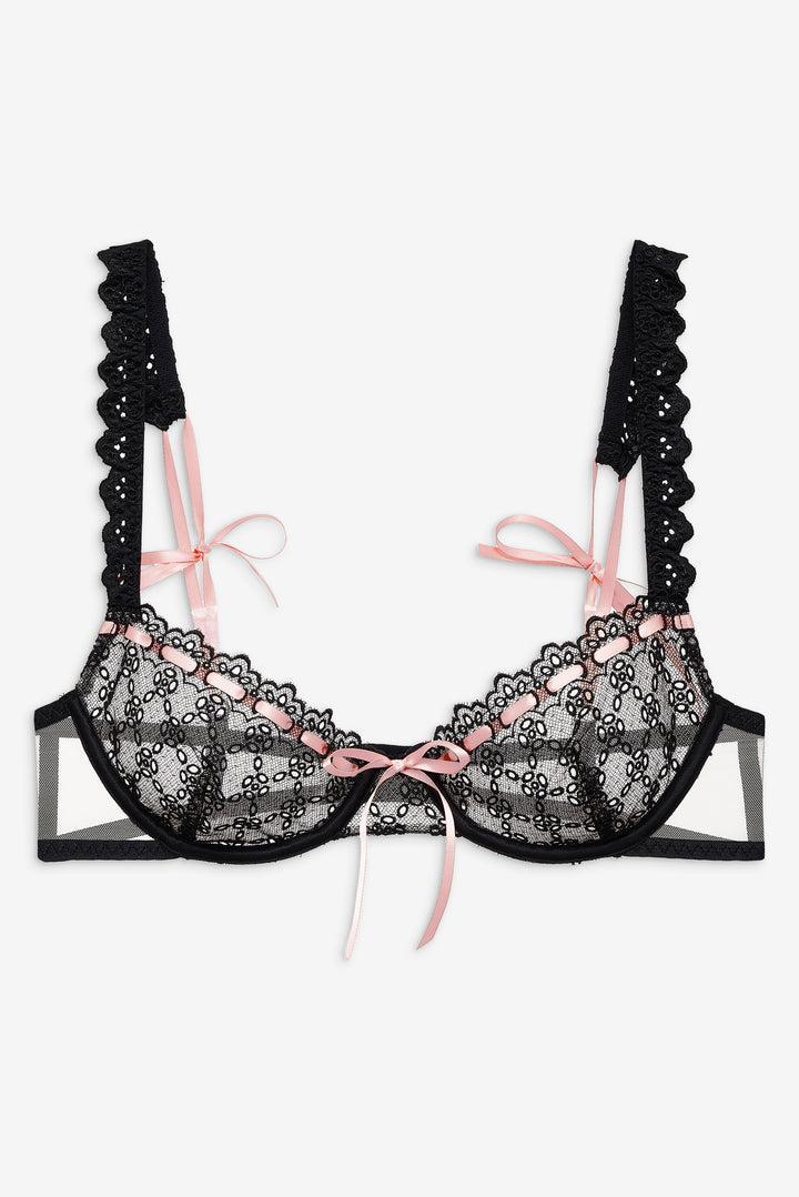 Elena Eyelet Underwire Bra — Black Product Image