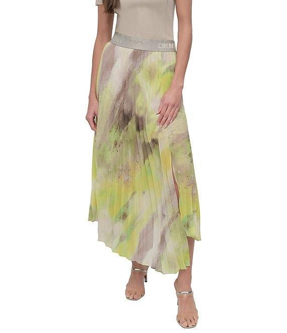 DKNY by Donna Karan Chiffon Asymmetric Pleated Midi Skirt Product Image