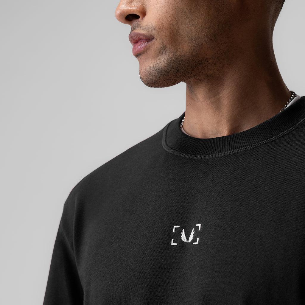 1026. Herringbone Terry Oversized Cinch Tee - Black Product Image