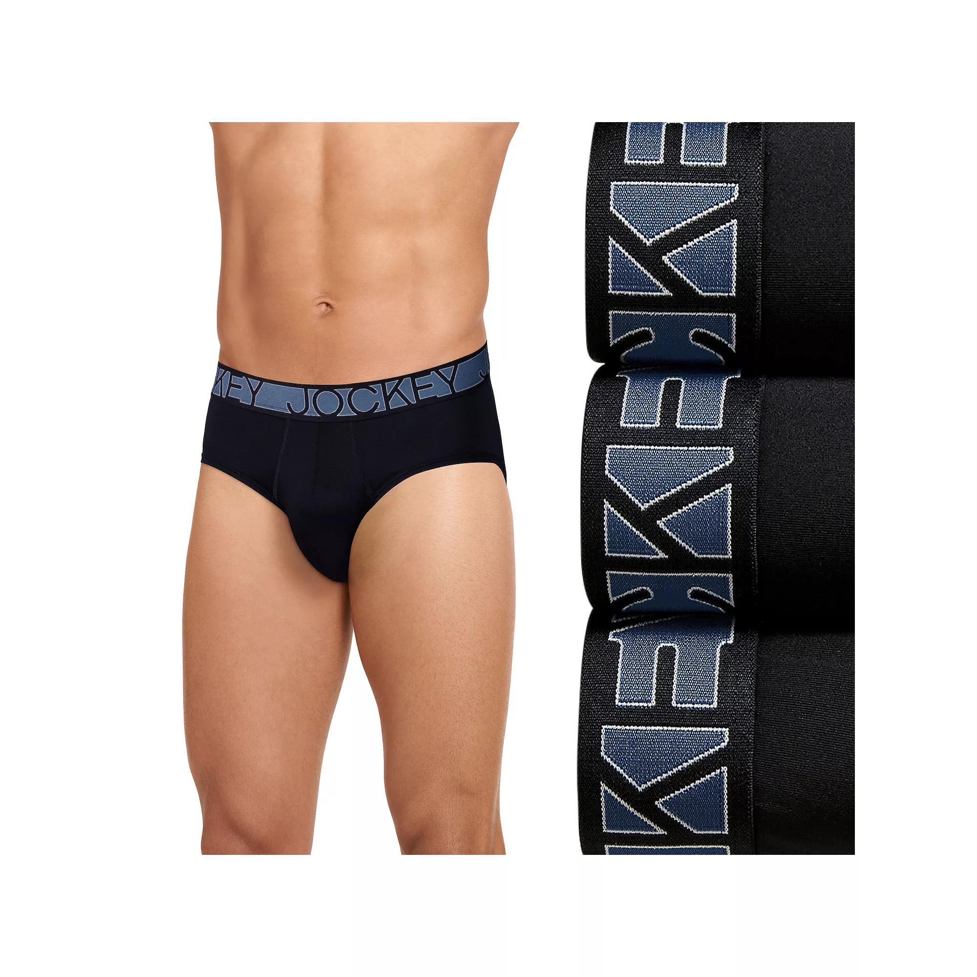 Men's Jockey® 3-Pack Active Microfiber Briefs, Size: Large, Black Product Image