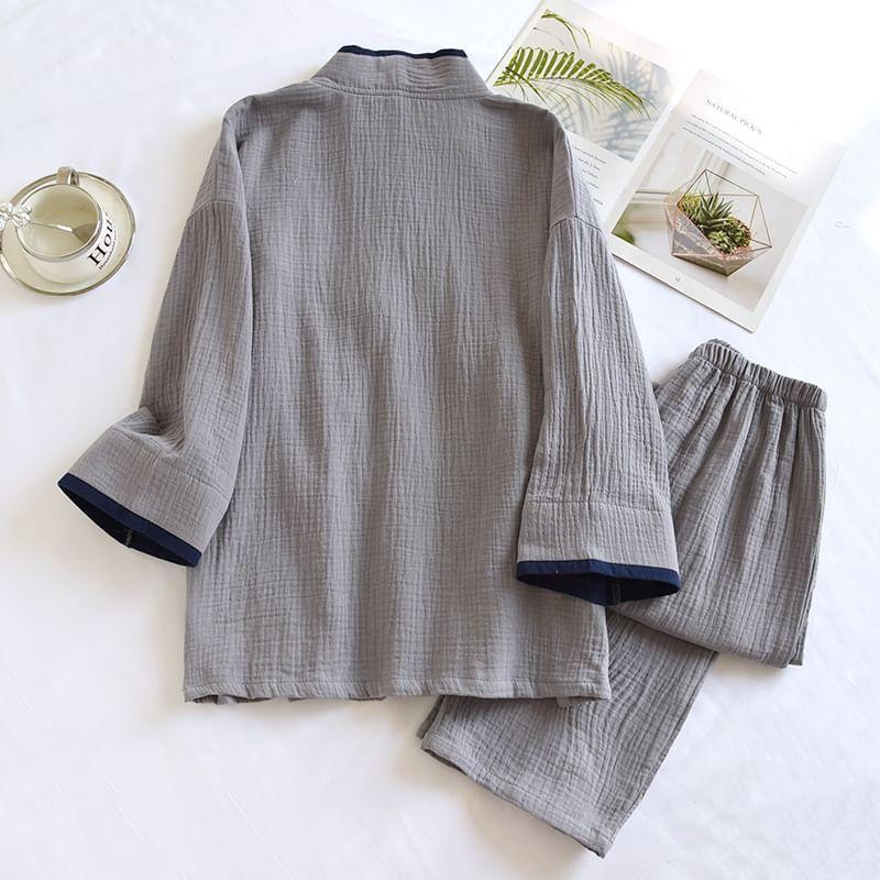 Pajama Set: Long-Sleeve Top + Pants Product Image