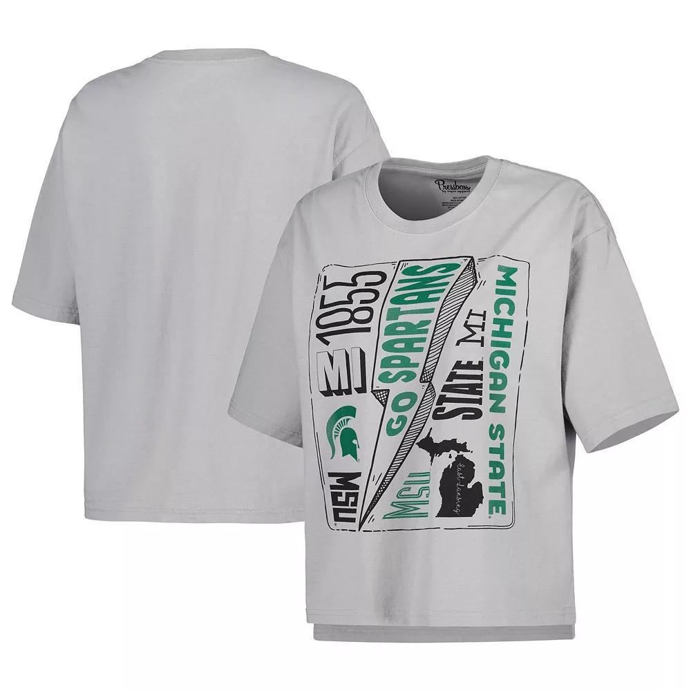 Women's Pressbox Silver Michigan State Spartans Rock & Roll School of Rock T-Shirt, Size: Small Product Image