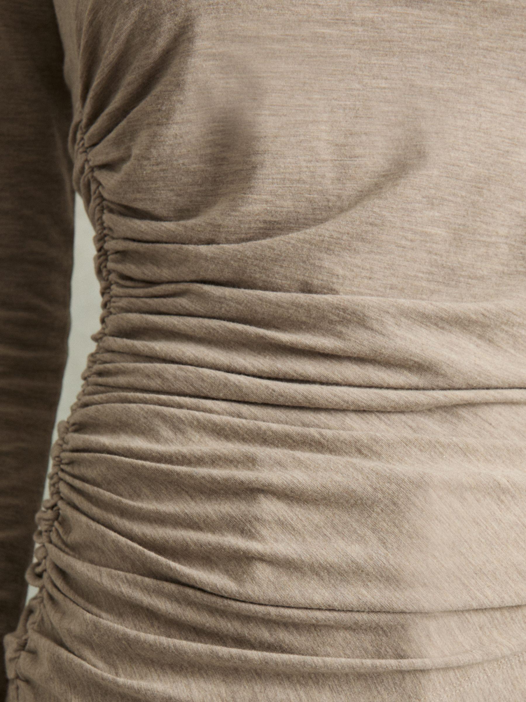 Asymmetric Ruched Top With Wool in Neutral Product Image