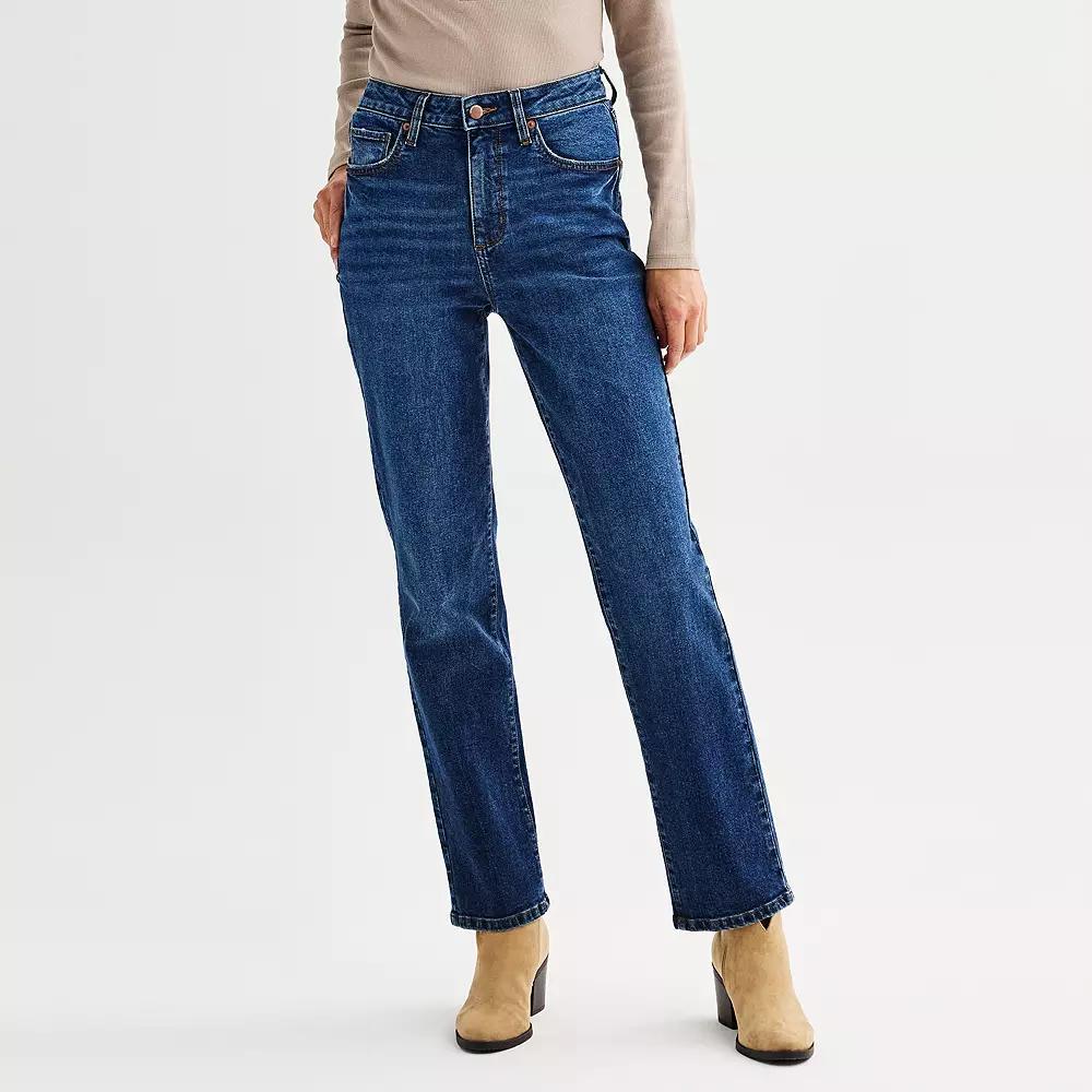 Women's Sonoma Goods For Life® High Rise Straight Jeans, Size: 10 Short, Dark Blue Product Image