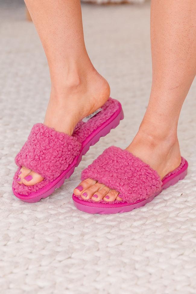 Carson Pink Sherpa Slide Slippers FINAL SALE Product Image