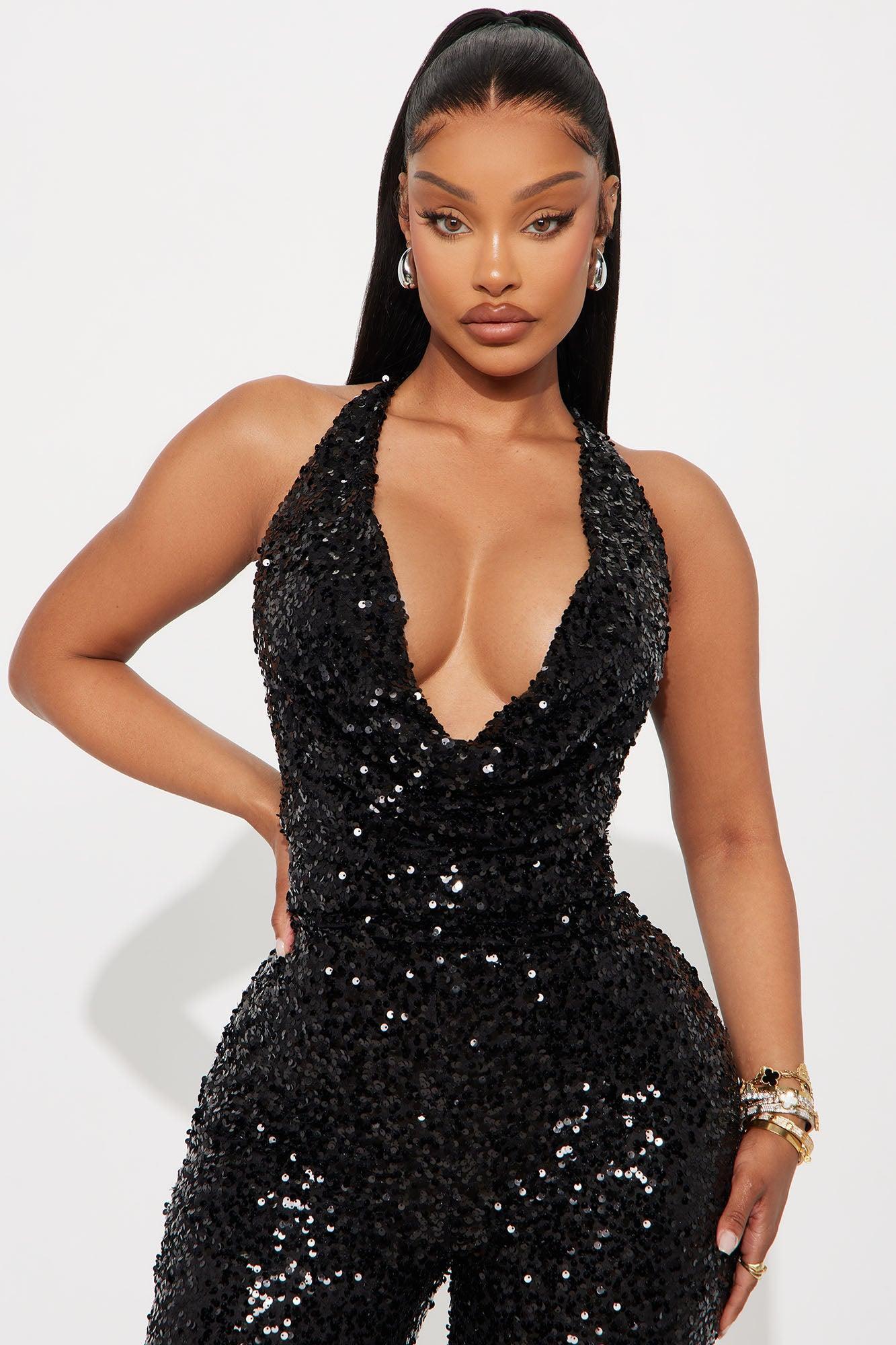 Meet Me On The Dance Floor Sequin Jumpsuit - Black Product Image