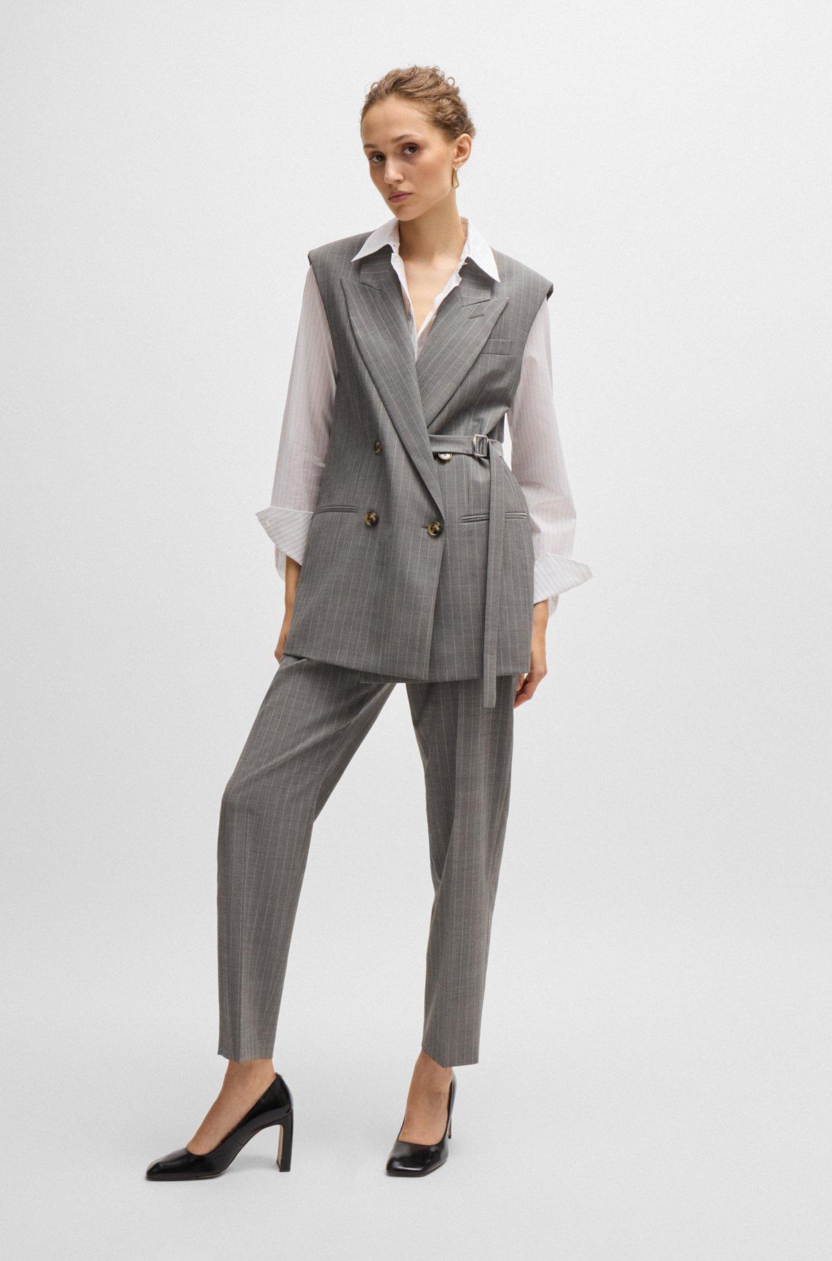 Long-sleeved blouse in pinstripe cotton Product Image