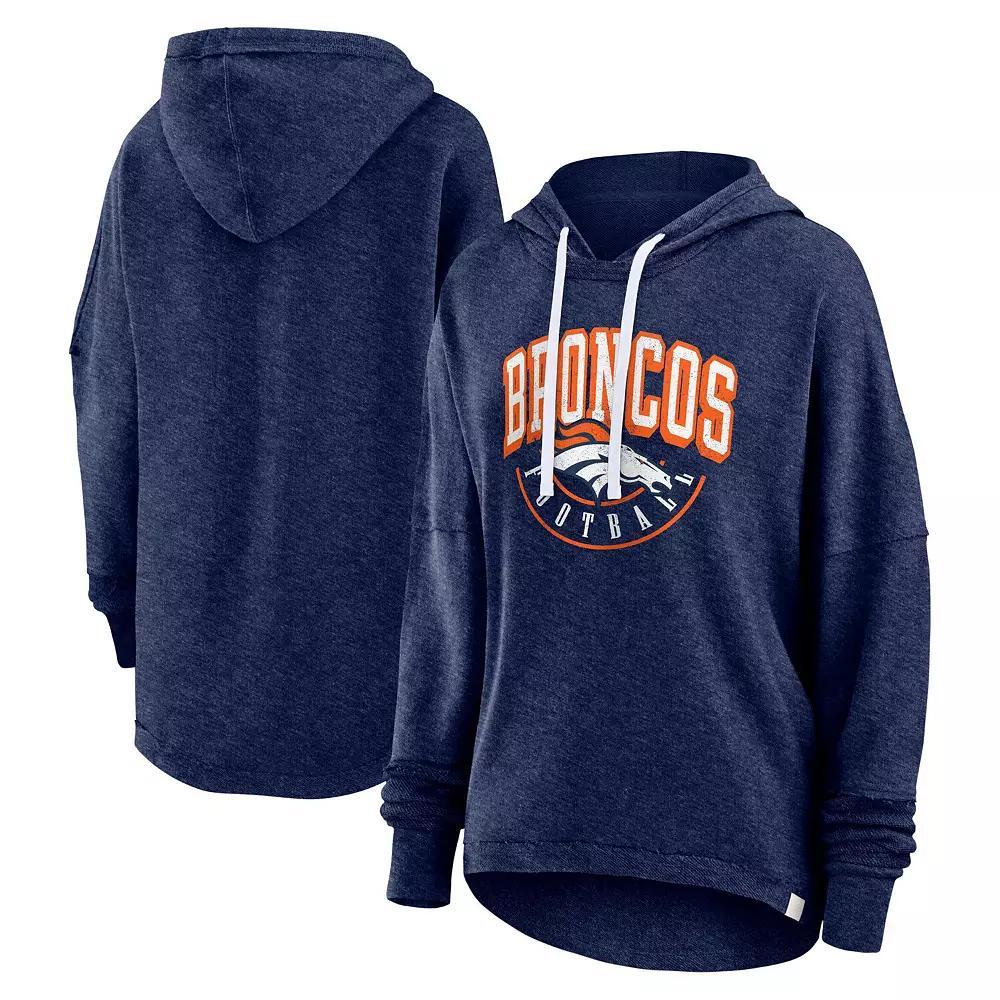Women's Fanatics Branded Navy Denver Broncos Lightewight Modest Crop Lounge Helmet Arch Pullover Hoodie, Size: XS, Blue Product Image