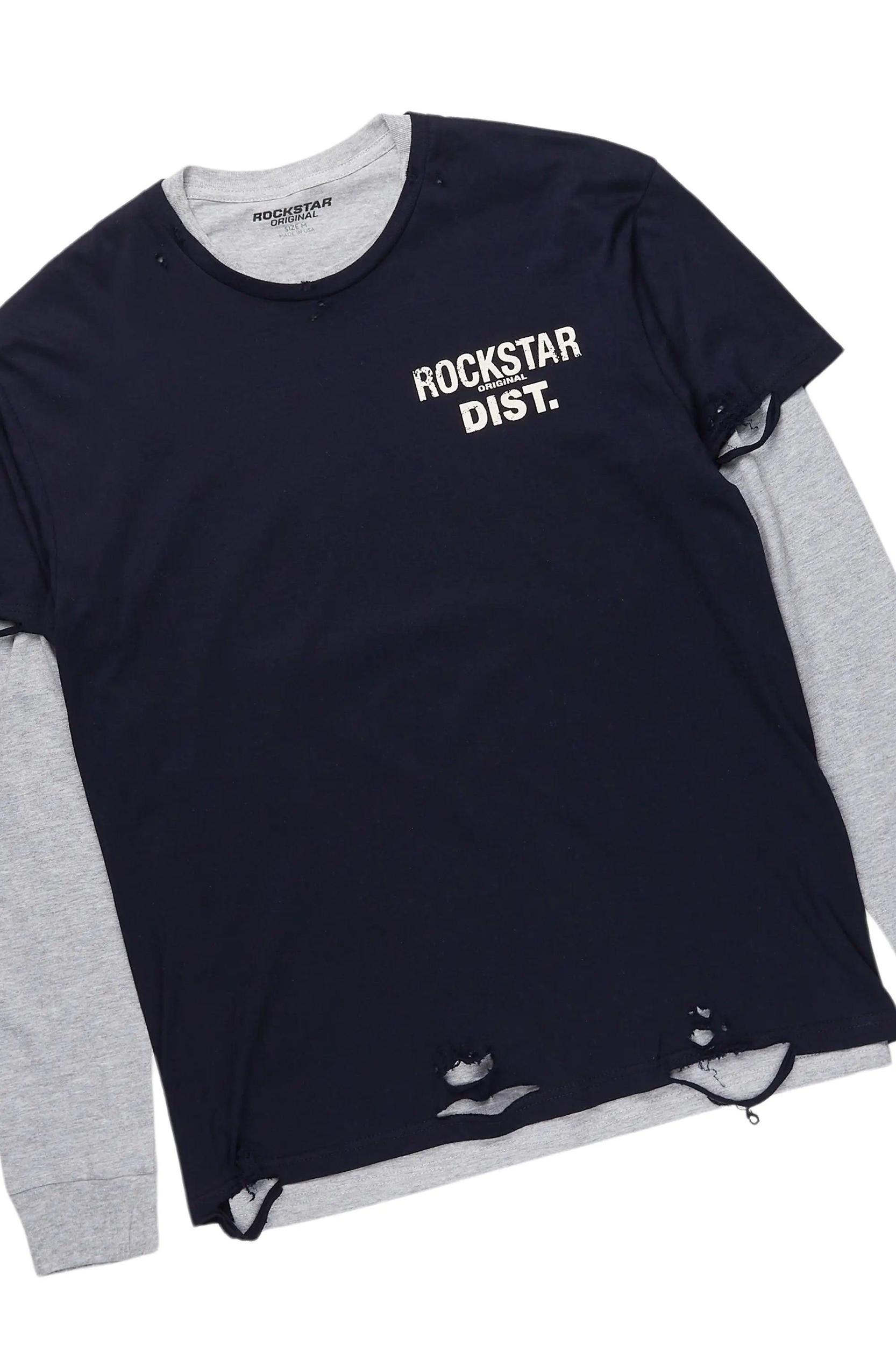 Berne Navy/Grey Double Layer T-Shirt/Baggy Pant Set Male Product Image
