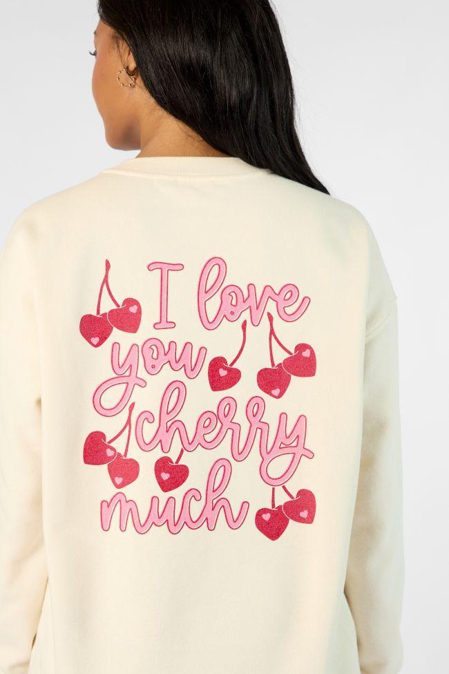 I Love You Cherry Much Cream Graphic Sweatshirt Product Image