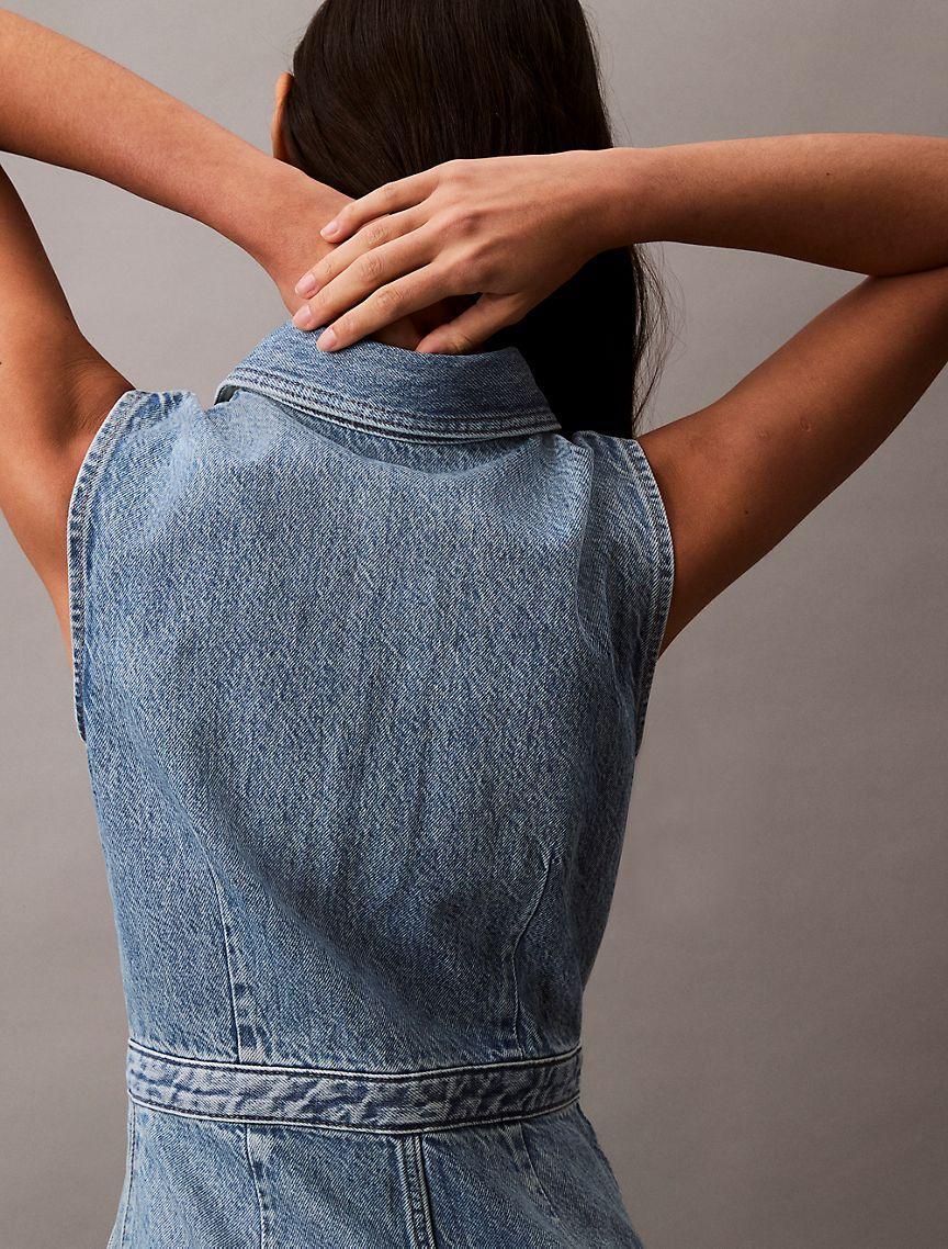Calvin Klein Women's Sleeveless Denim Button-Down Dress - Blue - XS Product Image