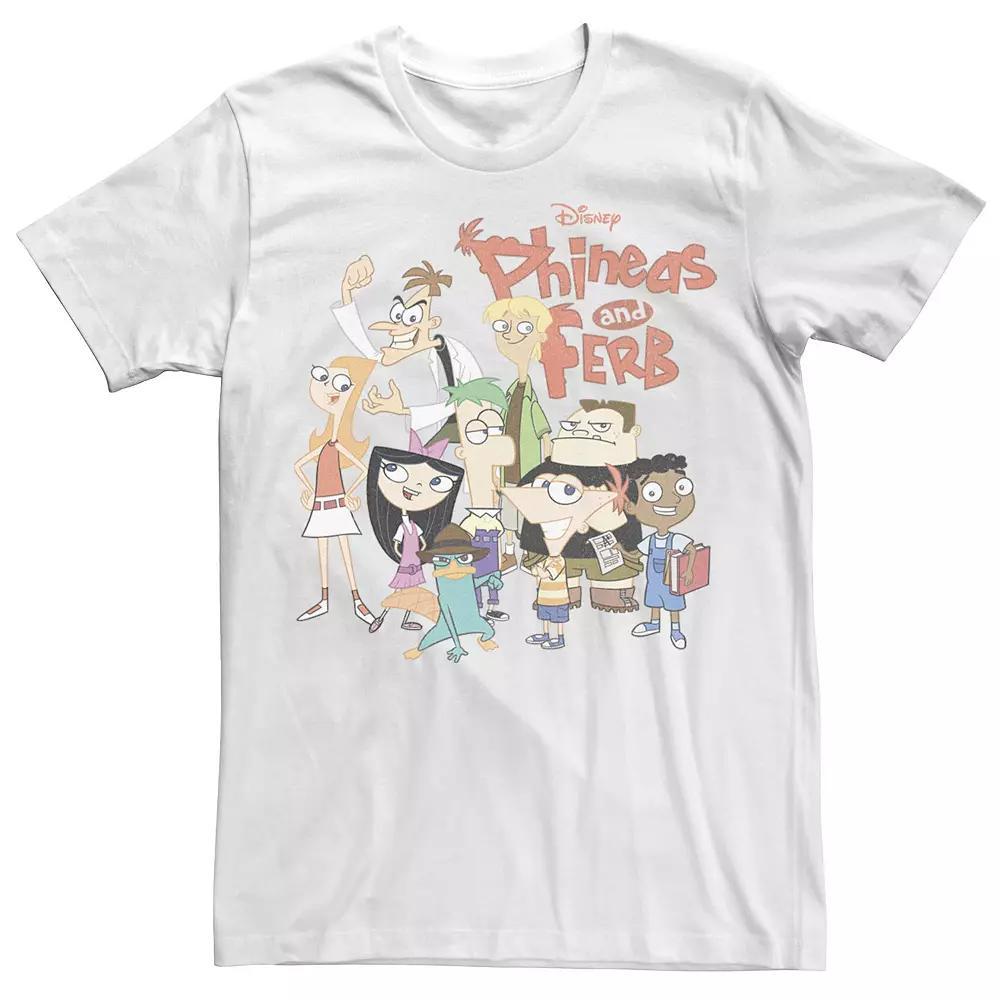 Big & Tall Disney Phineas And Ferb The Group Logo Tee, Men's, Size: XXL Tall, White Product Image