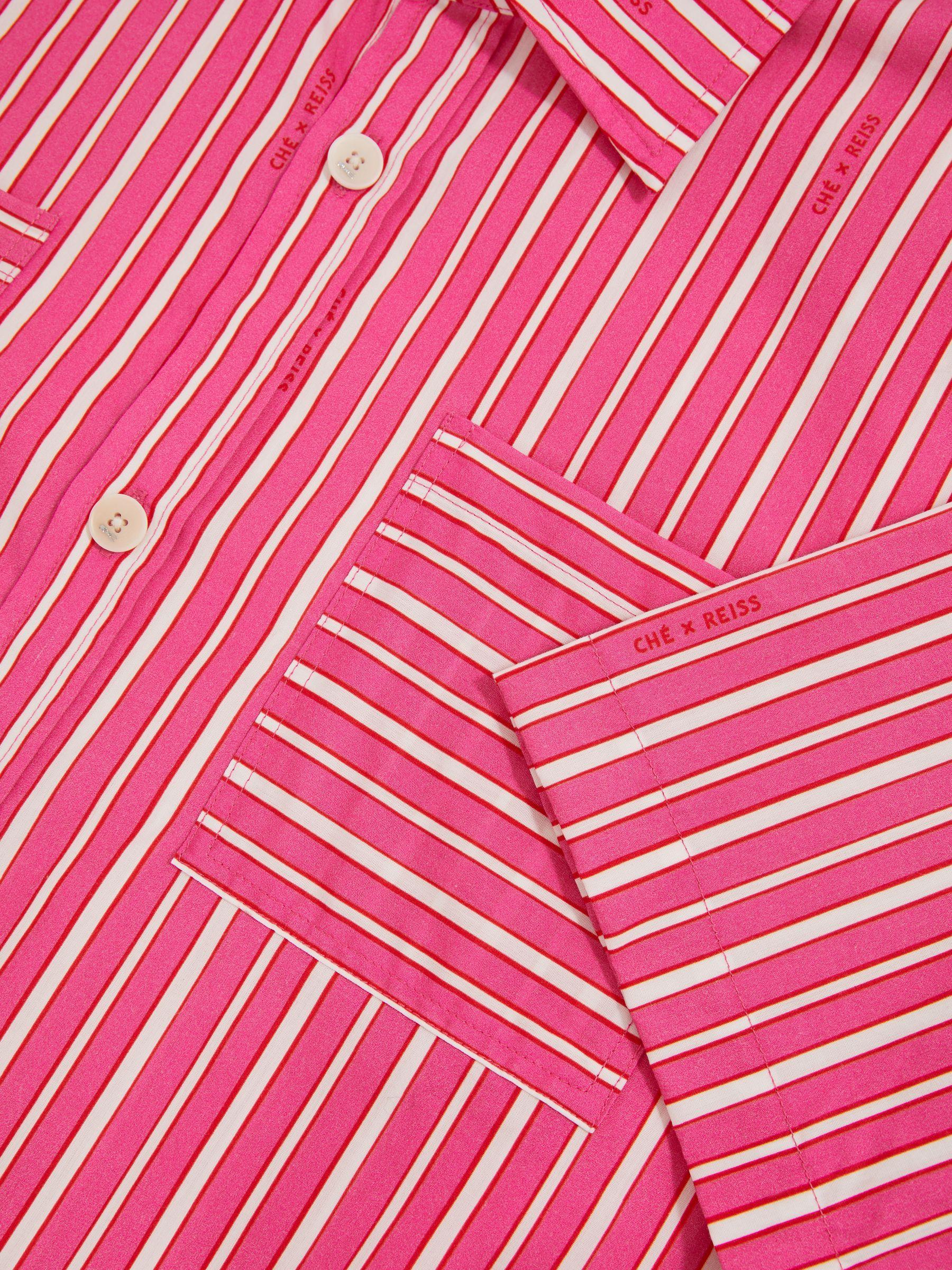 Reiss | Ché Poplin Stripe Shirt in Soft Pink/White Product Image