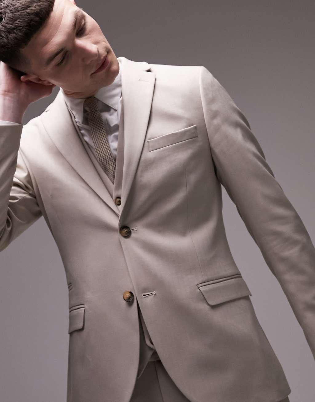 Topman super skinny herringbone texture suit pants Product Image