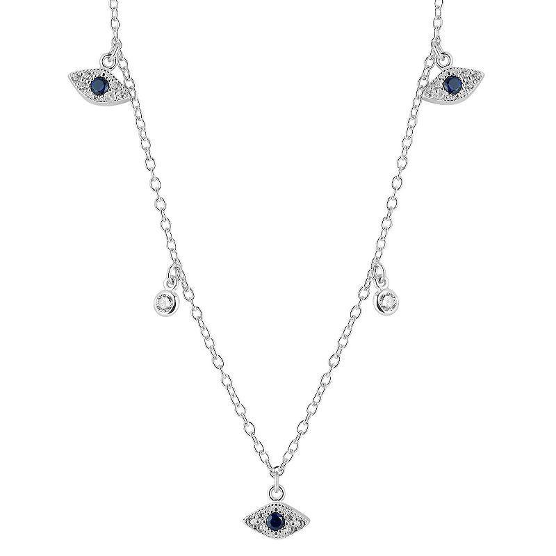Sunkissed Sterling Sterling Silver Cubic Zirconia Eye Necklace, Women's, Size: 17", Silver Tone Product Image