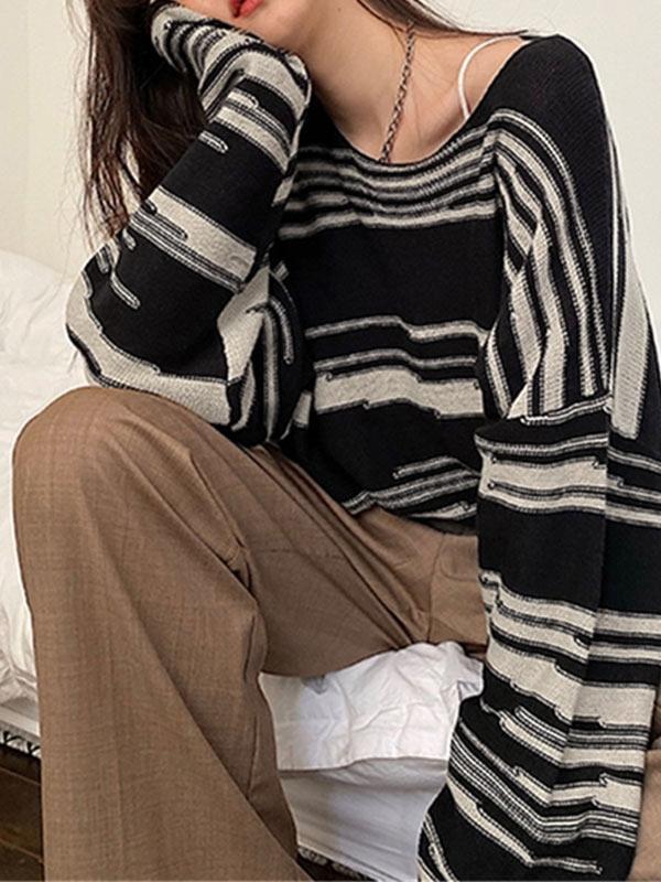 Oversized Stripe Jumper Knit Sweater Product Image