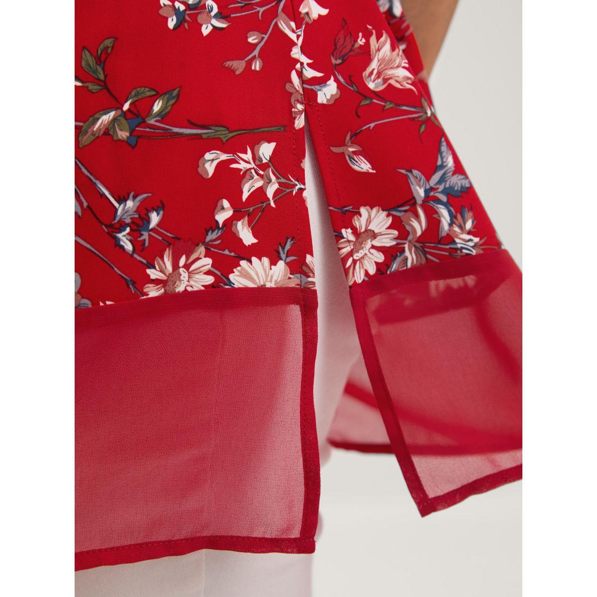 Plus Size Scarlet Garden Print Spliced V-Neck Blouse Women Elegant Short sleeve V-neck Everyday Blouses BloomChic 30/6X Product Image