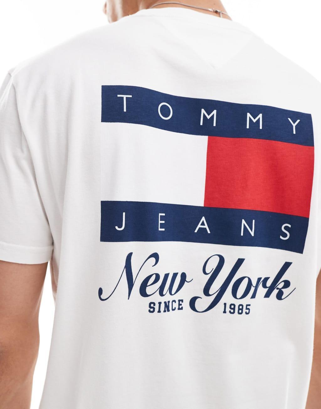 Tommy Jeans flag back print graphic T-shirt in white Product Image