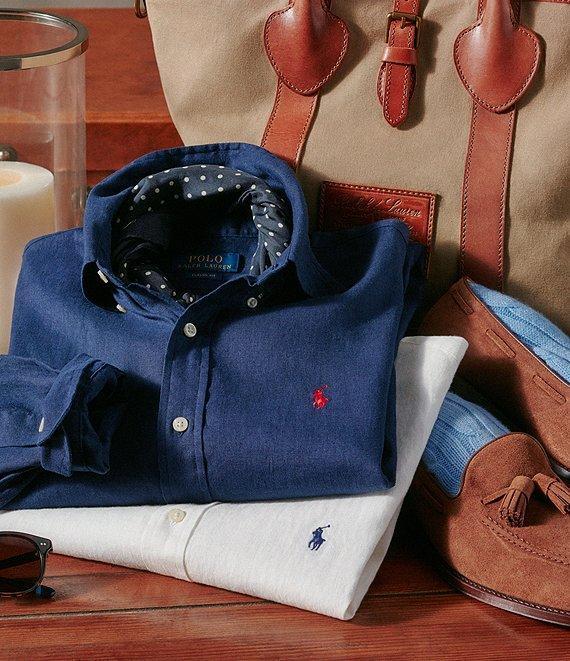 Polo Ralph Lauren Piece Dye Linen Long Sleeve Woven Shirt Product Image