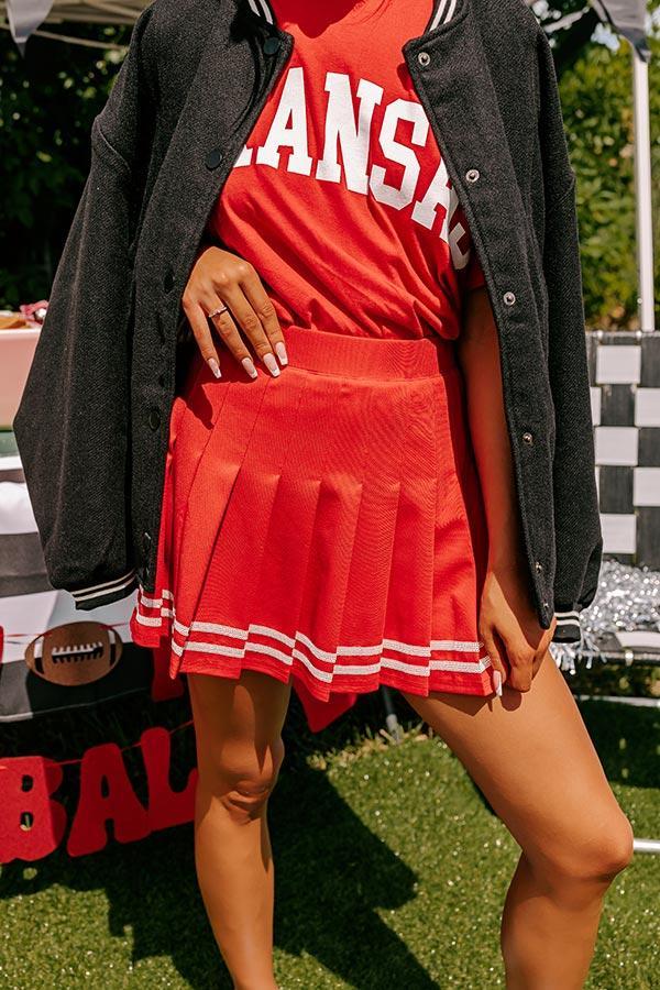 Pep Squad High Waist Pleated Skort in Red Product Image