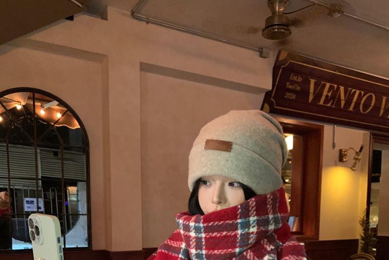Plaid Applique Fringed Scarf Product Image