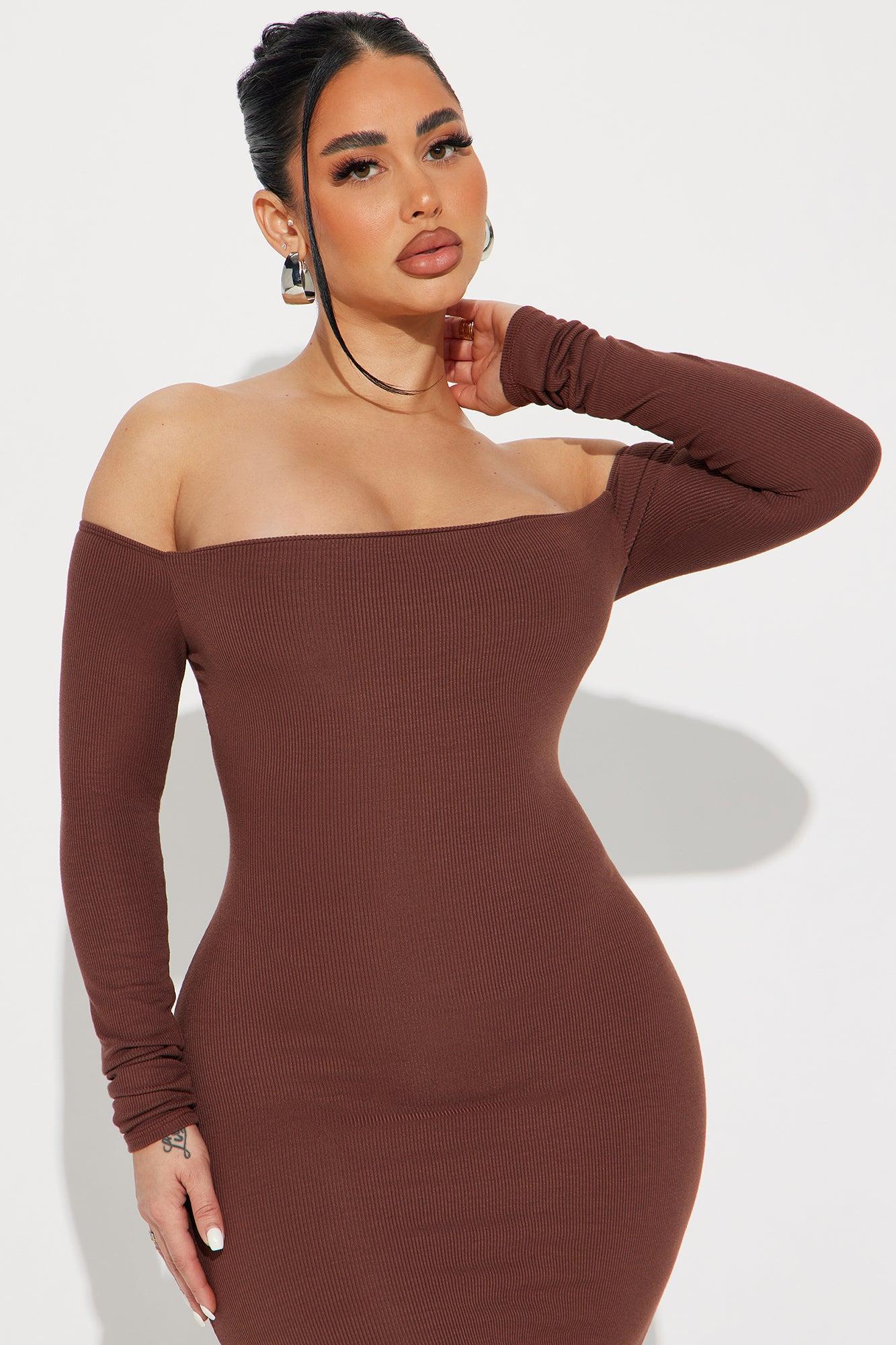 Becky Ribbed Maxi Dress - Brown Product Image