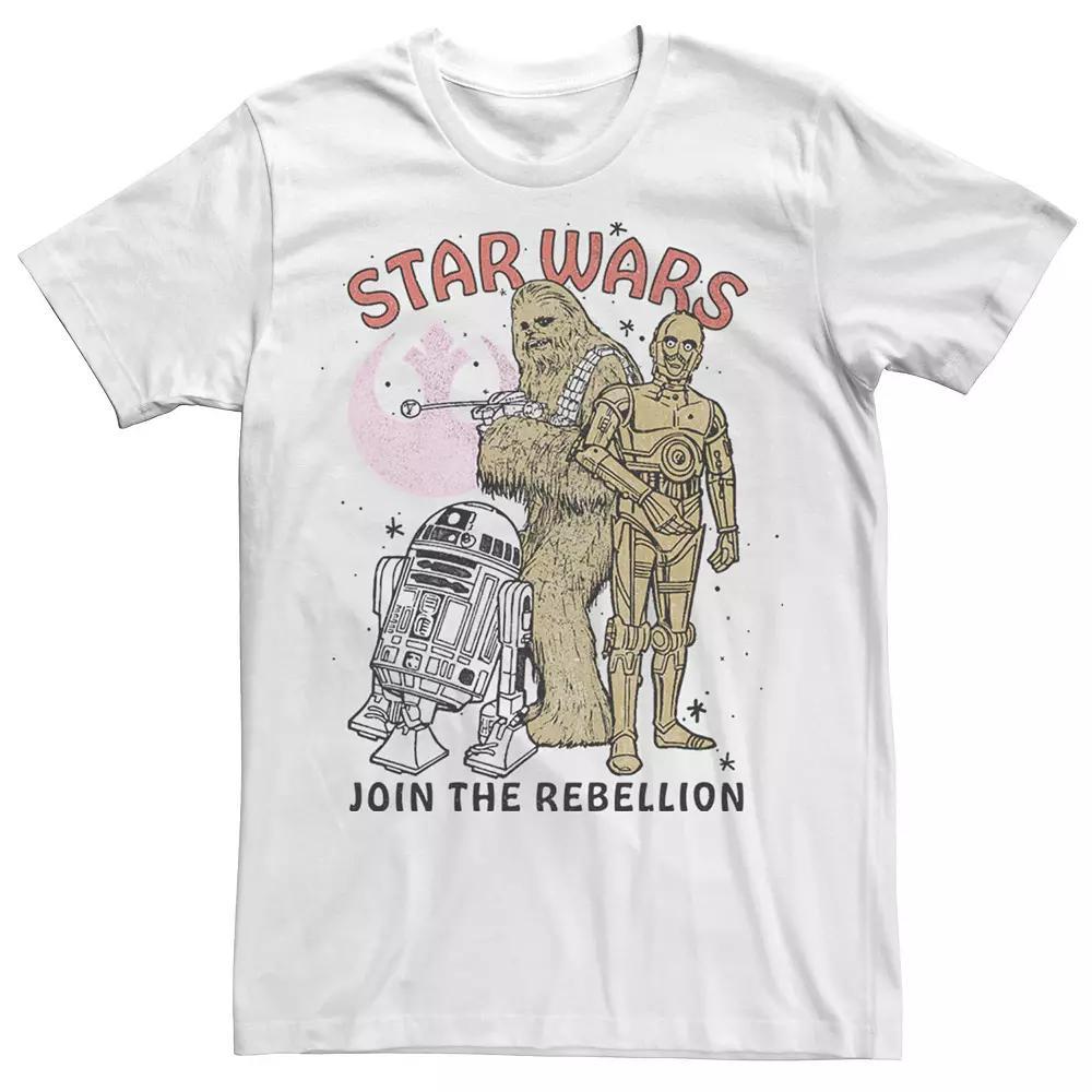 Men's Star Wars Chewbacca R2-D2 C-3PO Join The Rebellion Tee, Size: Medium, White Product Image