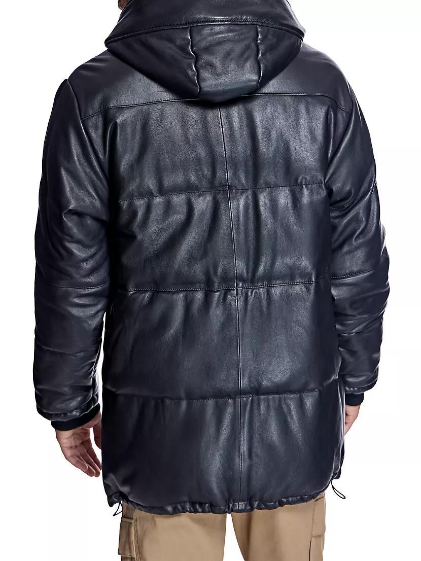 Men's Hooded Leather Coat Product Image