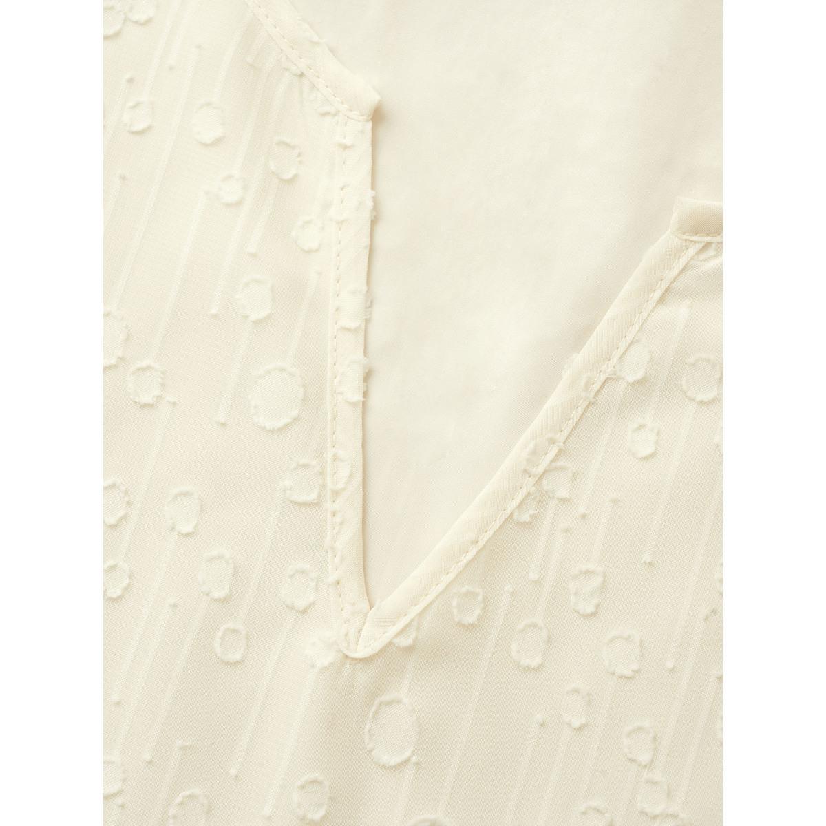 Plus Size Ivory Plisse Mesh Flutter Layered Sleeve Blouse Women Elegant Elbow-length sleeve V-neck Everyday Blouses BloomChic 18-20/2X Product Image
