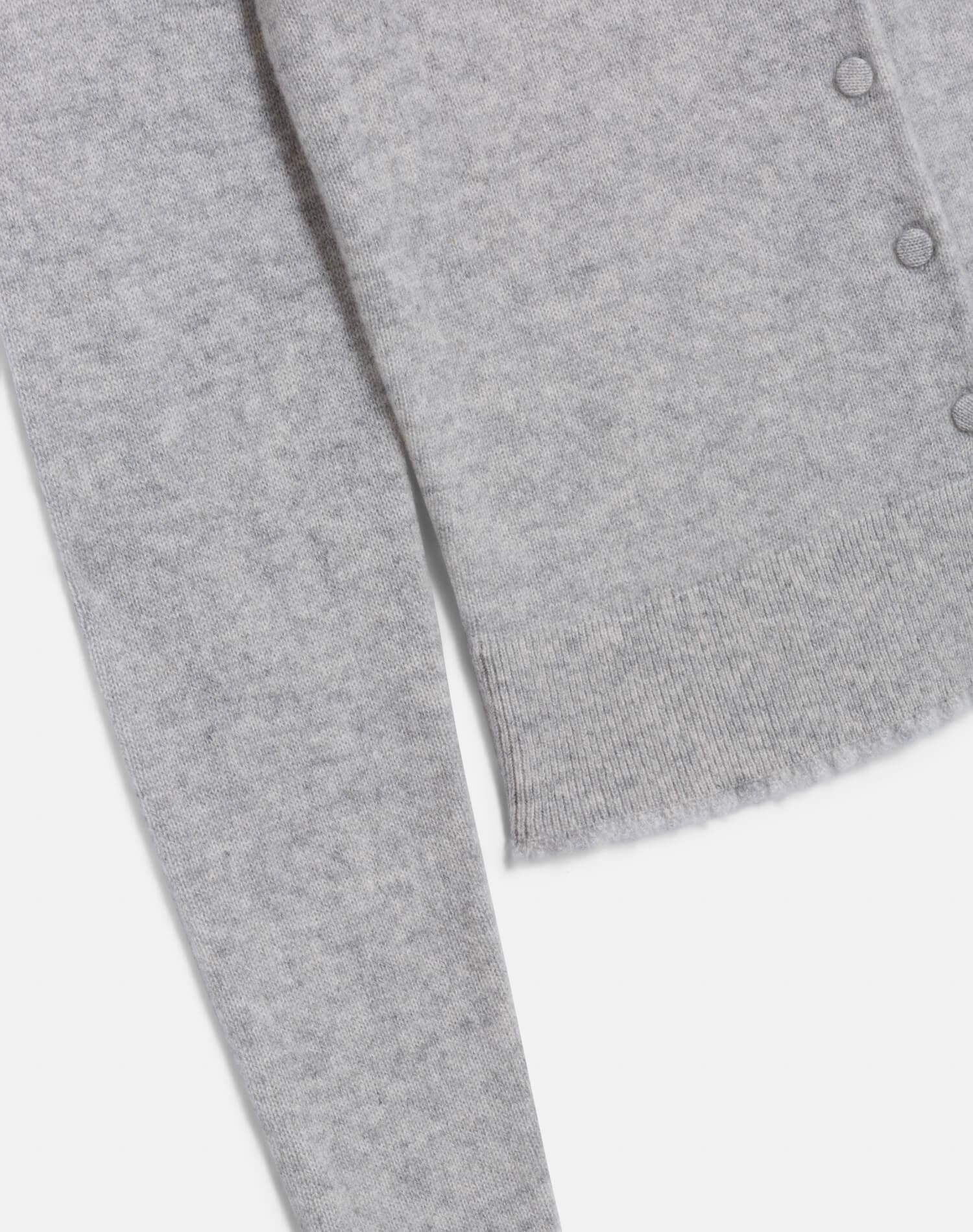 Cashmere Crewneck Cardigan - Light Heather Grey Product Image