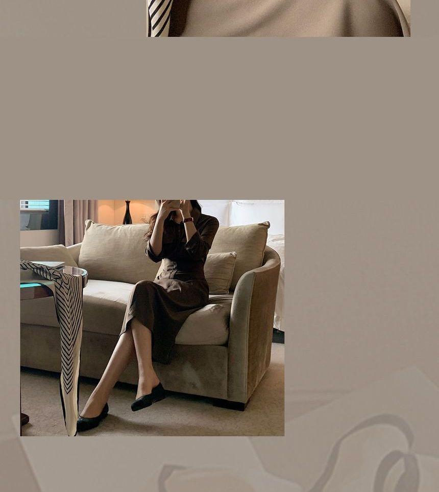 Plain Midi A-Line Shirtdress Product Image