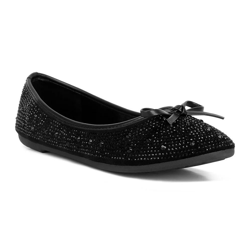 London Rag Women's Rhinestone & Stud Ballet Flats, Size: 7, Black Product Image