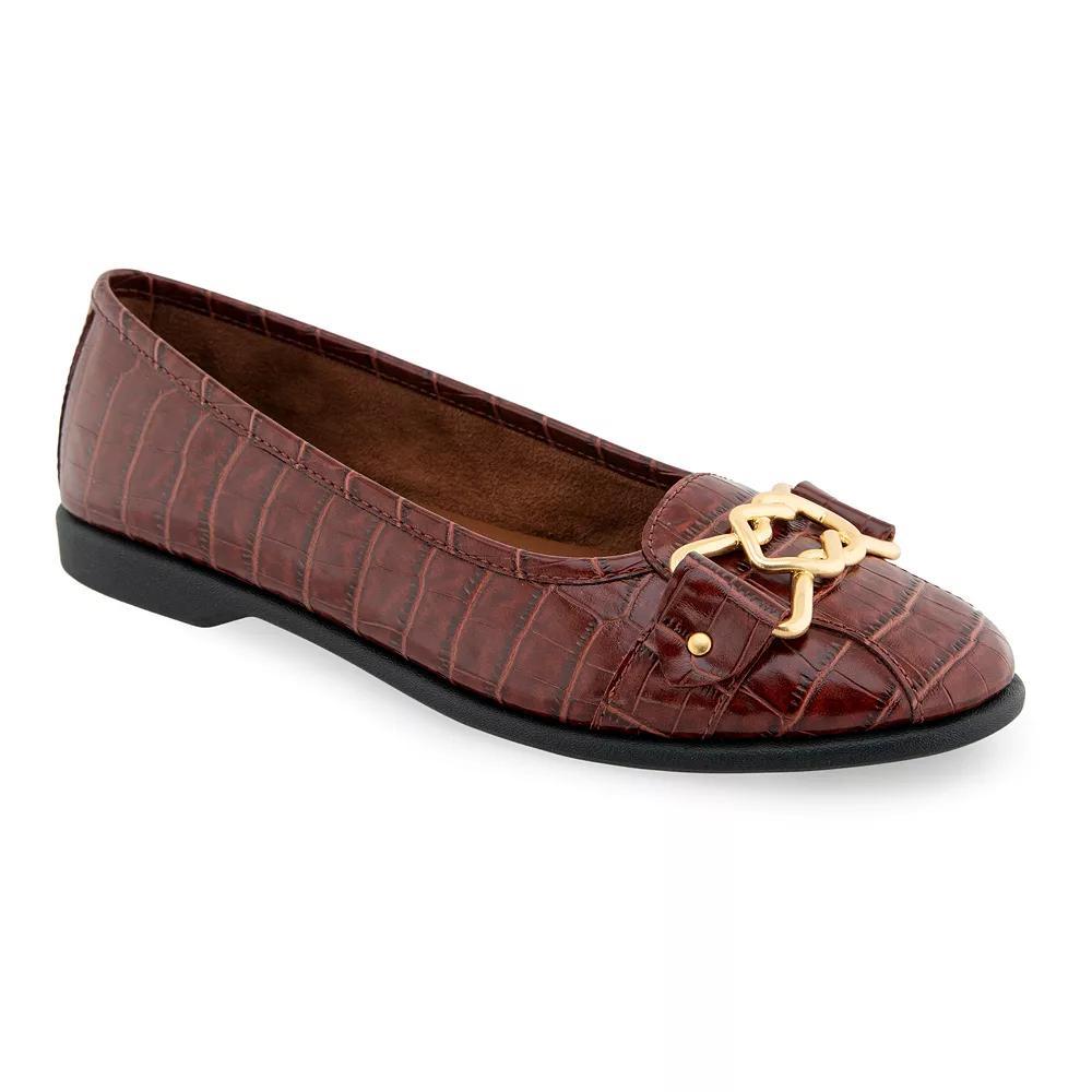 Aerosoles Bia Women's Leather Ballet Flats, Size: 7 Wide, Clay Croco Faux Leathe Product Image