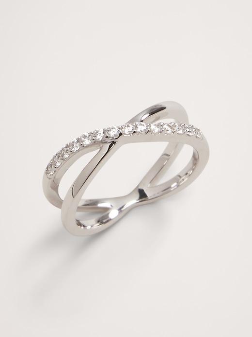 Pavé Crossover Ring Aureus + Argent Product Image