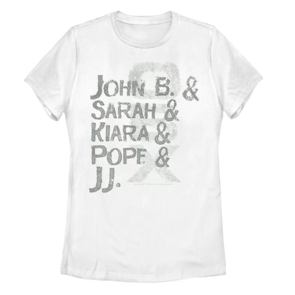 Juniors' Outer Banks Distressed Name Stack Tee, Girl's, Size: Large, White Product Image
