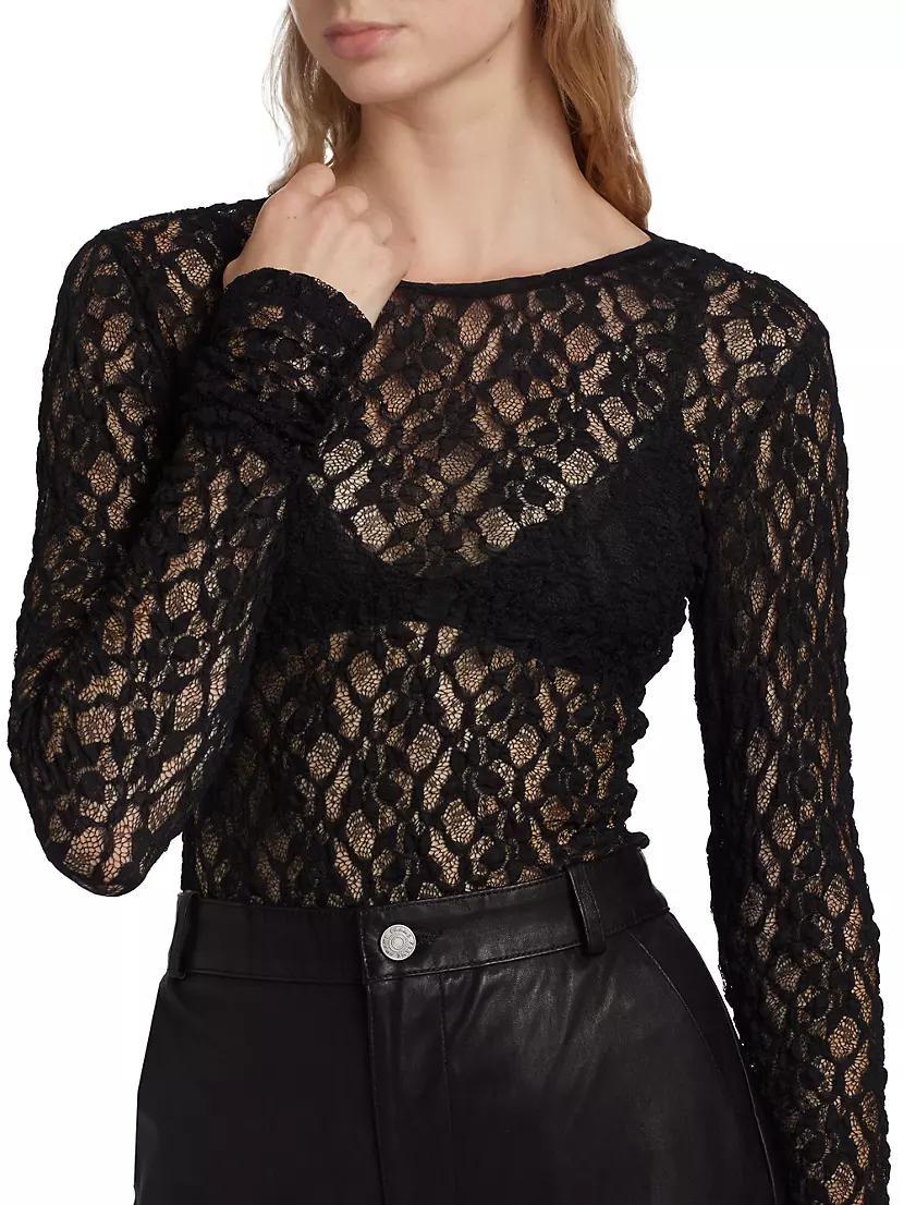 Mesh Lace Long-Sleeve Top Product Image