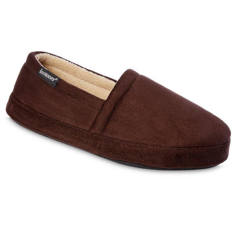 Isotoner Men's Microsuede Round Essentials Closed Back Slippers - Black XL Product Image