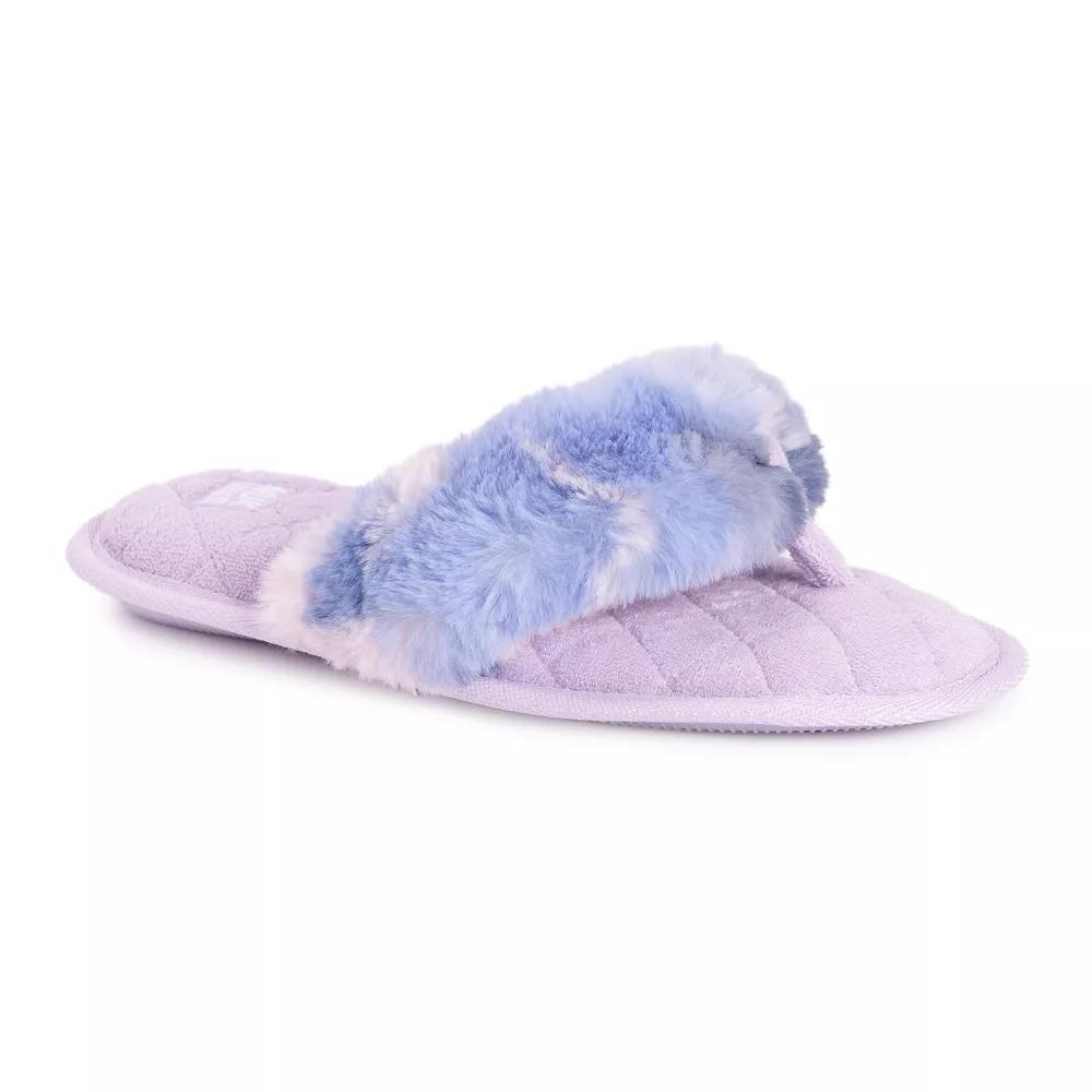 MUK LUKS Maren Faux Fur Womens Thong Slippers Purple Product Image