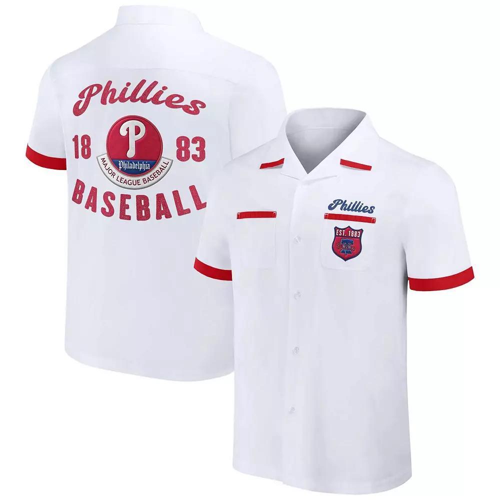 Men's Darius Rucker Collection by Fanatics  White Philadelphia Phillies Bowling Button-Up Shirt, Size: Small Product Image