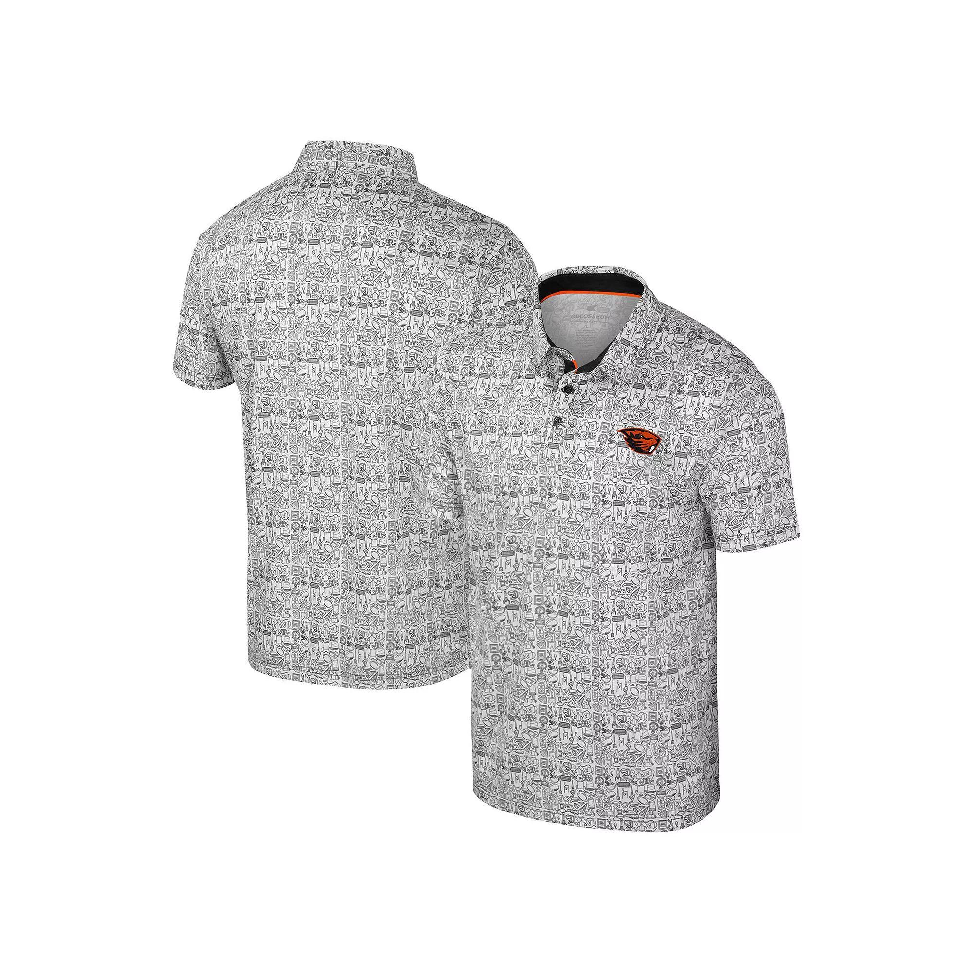Men's Colosseum Black Oregon State Beavers It's Time! Allover Print Polo, Size: XL Product Image